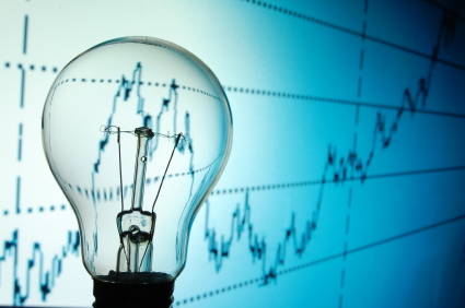 Lightbulb with a graph background