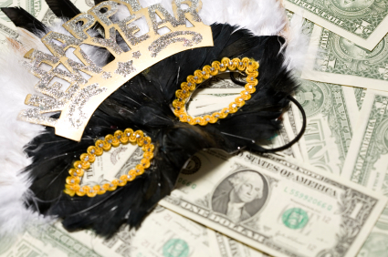 Mardi gras mask on money